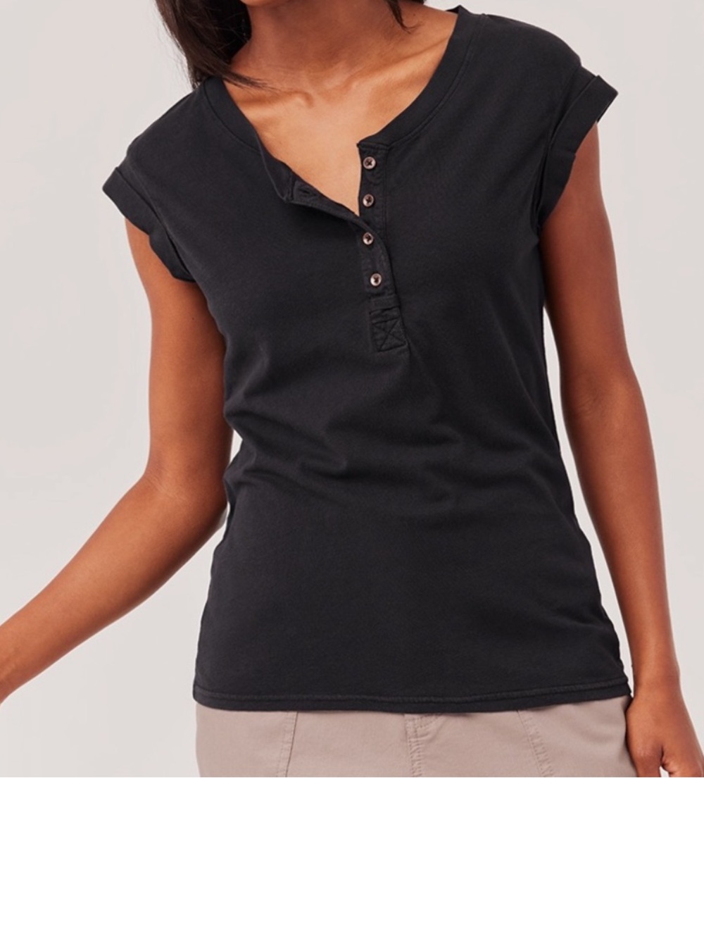 Pact The Portside Henley organic cotton linen Tank in Black